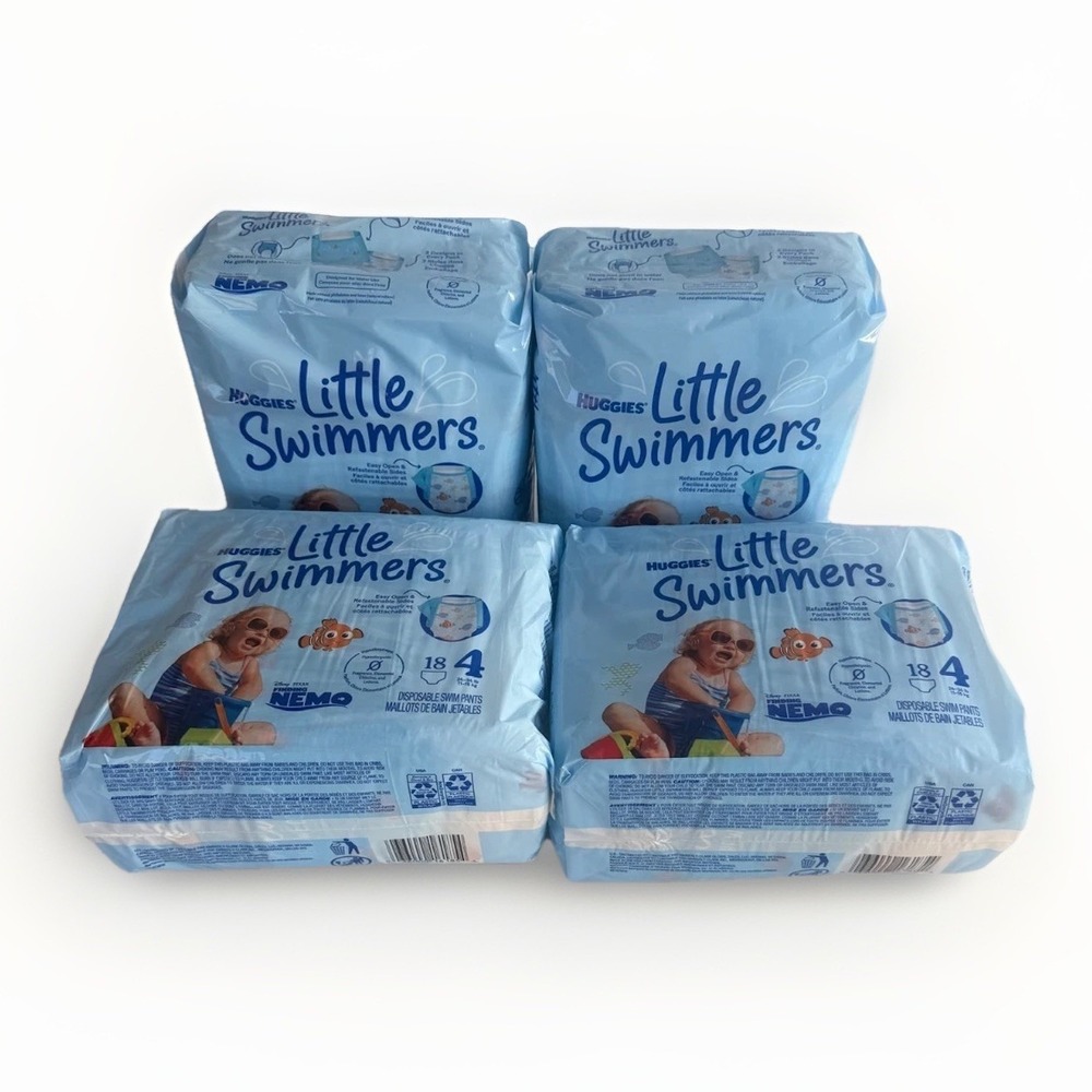 Set of 4 Huggies Little Swimmers Size 4 Disposable Swim Diapers 72 Count